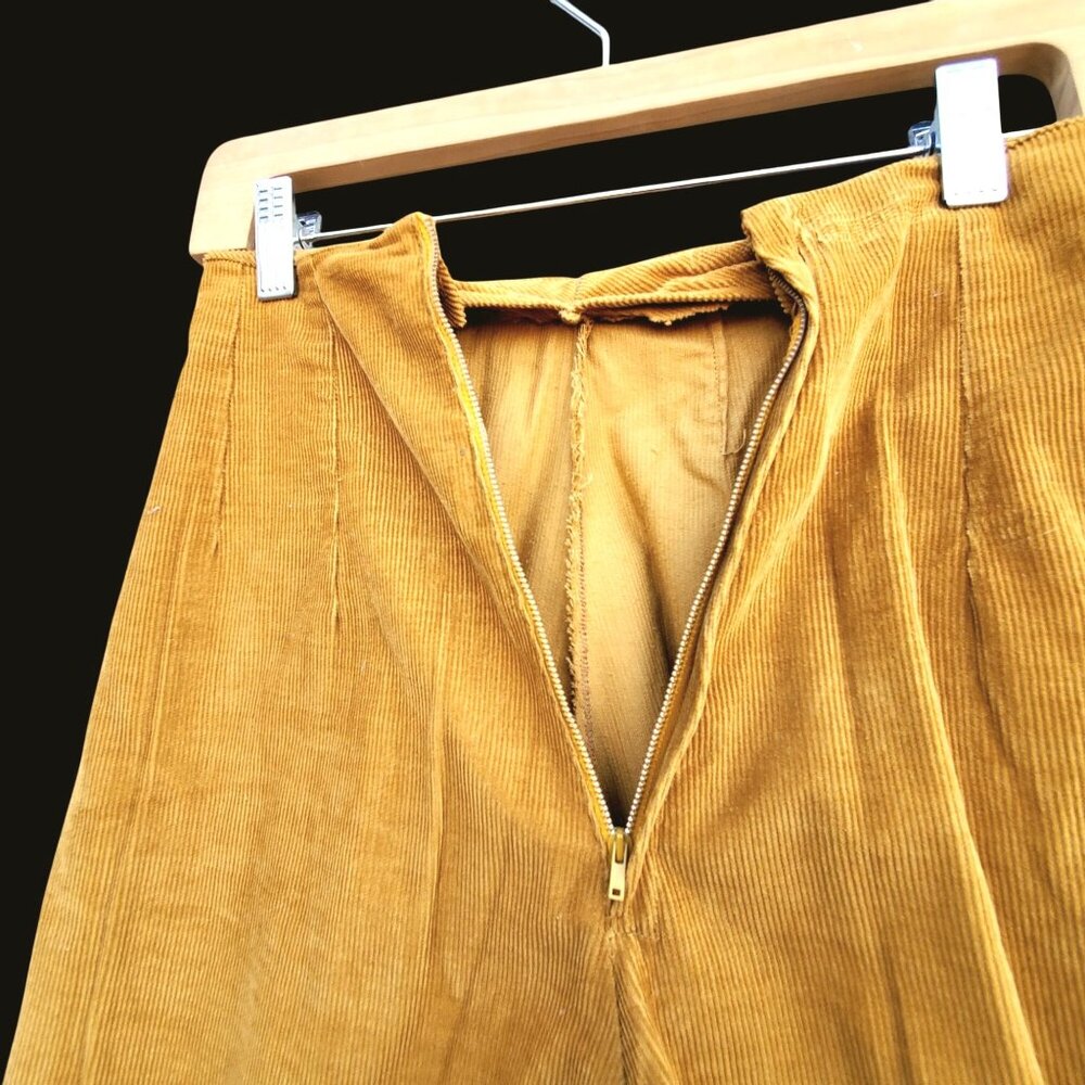 50s Pant Set Yellow Corduroy Velvet XS 21 Inch Waist - Picture 6 of 14